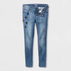 Girls Dark Super Skinny Stretch Jeans Stars